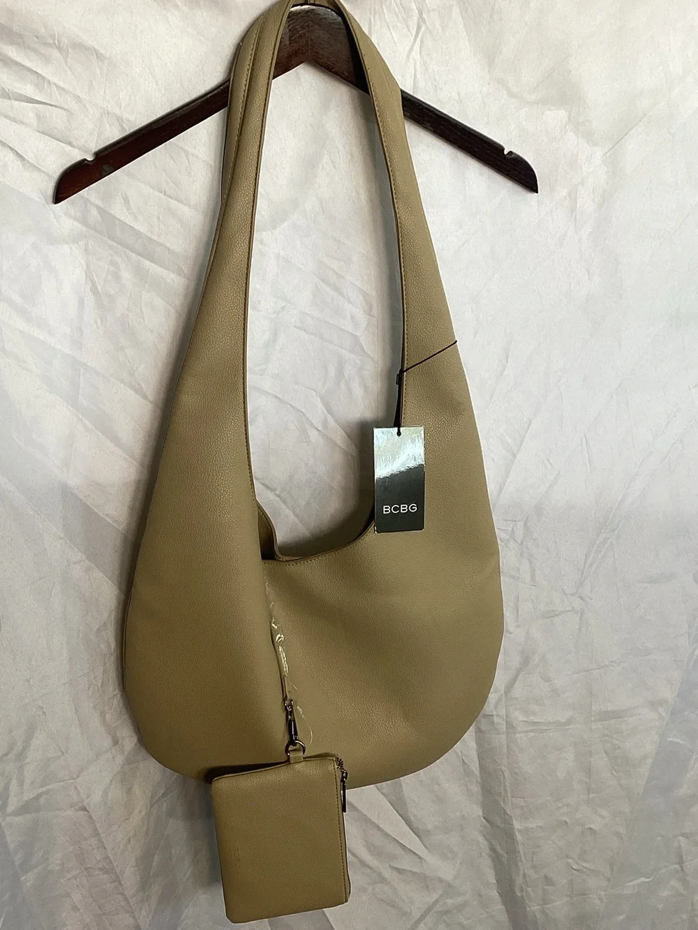 BCBG Olive Taupe Shoulder Hobo Bag with Pouch